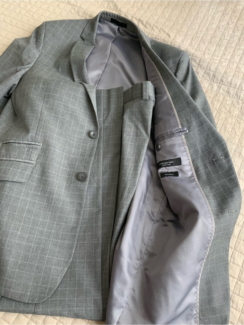 Kids Gray Windowpane Suit Jacket and Trouser Set
